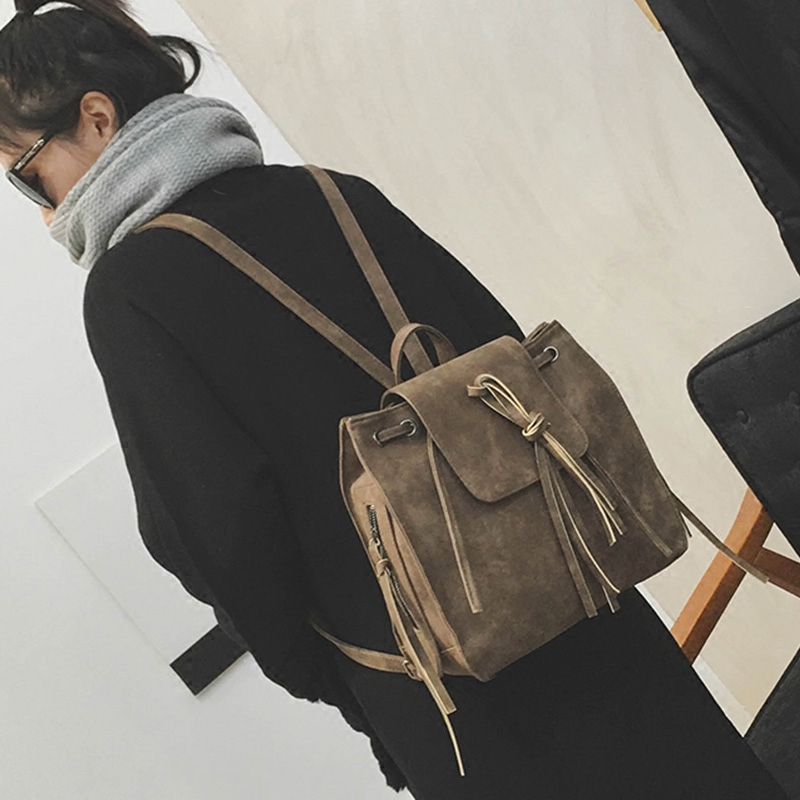 韓版冬季新款女包復古流蘇雙肩包女學院風休閑背包旅行包包潮
