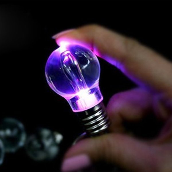 韓國創意亞克力水晶塑料LED燈泡掛件車牌鑰匙扣七彩夜燈禮物獎品
