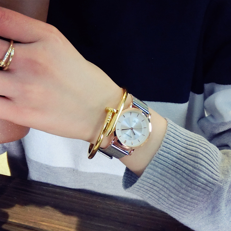 韓國時尚潮流防水鋼帶休閑款小清新女生學生韓版簡約情侶手表一對