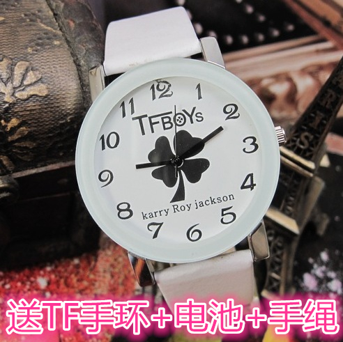 新款TFBOYS四葉草王俊凱王源易烊千璽熱門明星情侶對男女學生手表
