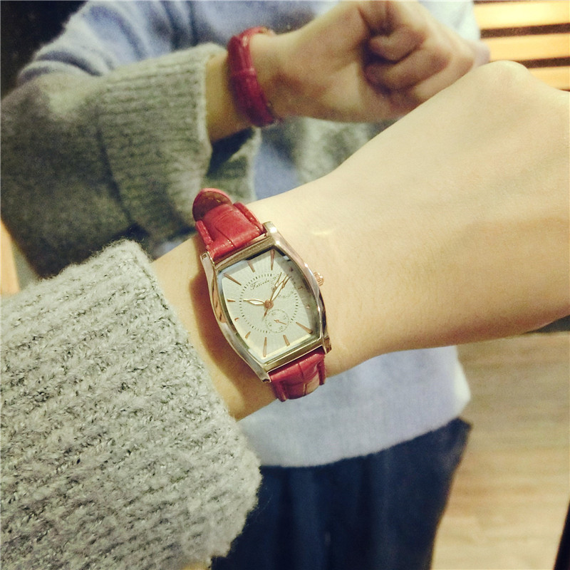 胭脂趙麗穎藍胭脂同款手表紅色復古原宿風長方形經典學生氣質女款