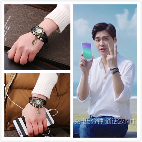 李易峰同款復古手表男女學生手鏈表韓版簡約時尚潮流百搭編制鏈子