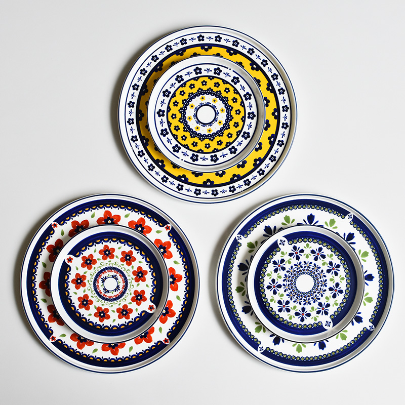 NDP 創意歐式復古平盤子西餐盤牛排盤淺盤 家用陶瓷餐具創意圓形