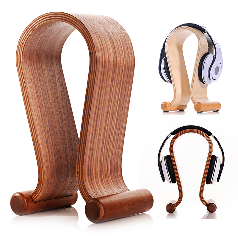 耳機支架耳麥頭戴式掛架耳塞創意桌面通用展示配件木質底座撐U型