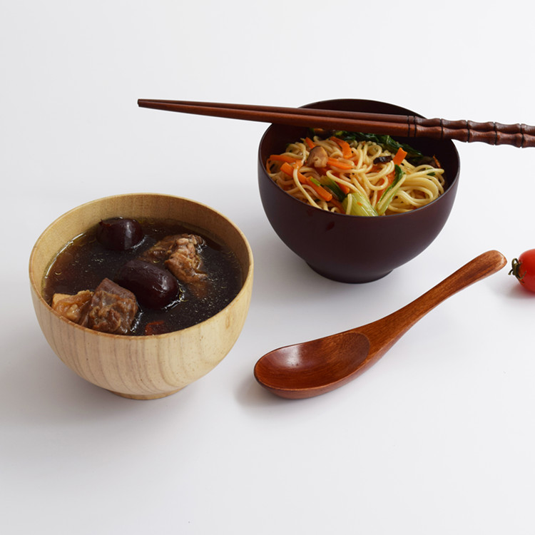 筷天然樺木木碗成人兒童碗實木日式出口環保便攜餐具