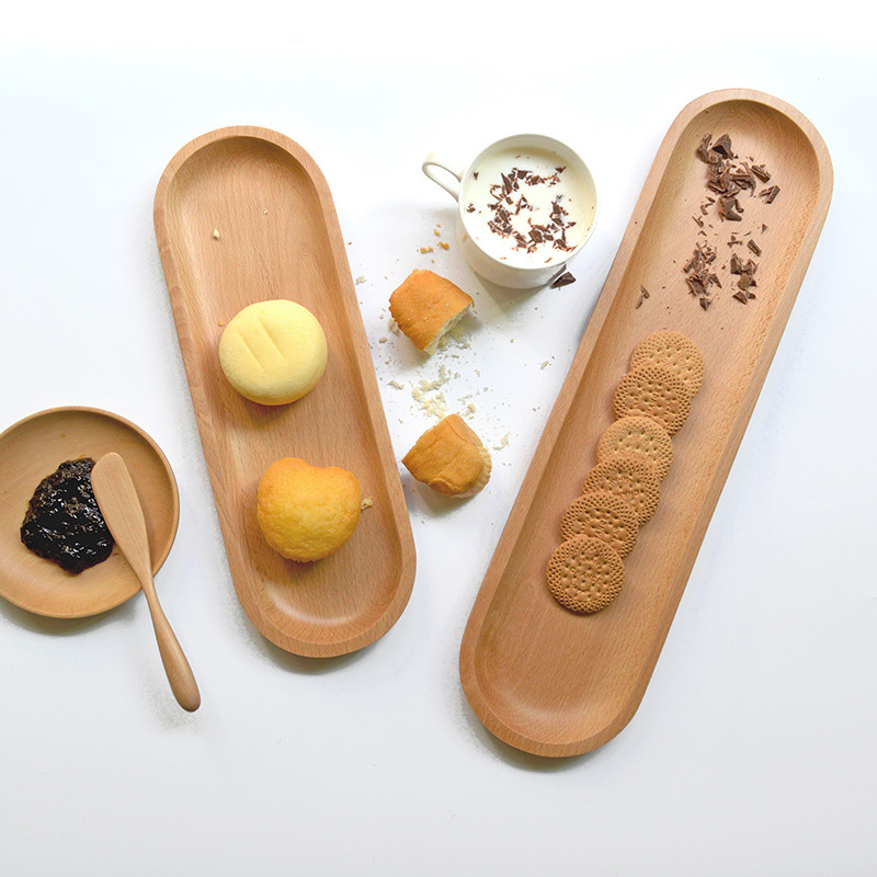 日式創意家居木碟長方形點心碟木盤零食水果盤早餐木碟出口碟