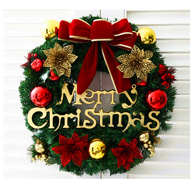 聖誕花環 50cm 60cm金紅聖誕球聖誕裝飾花環 聖誕門掛裝飾品