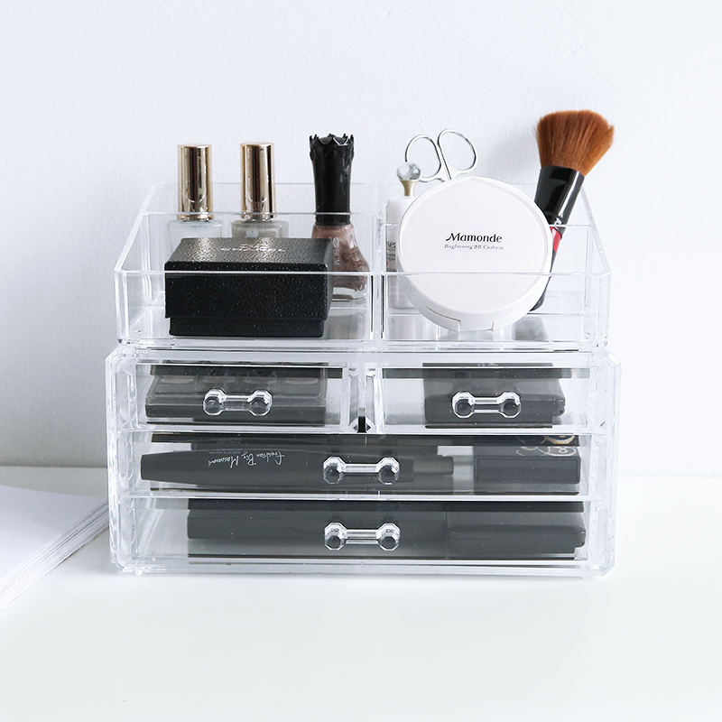 亞克力化妝品收納架抽屜首飾盒創意透明桌面化妝品收納盒