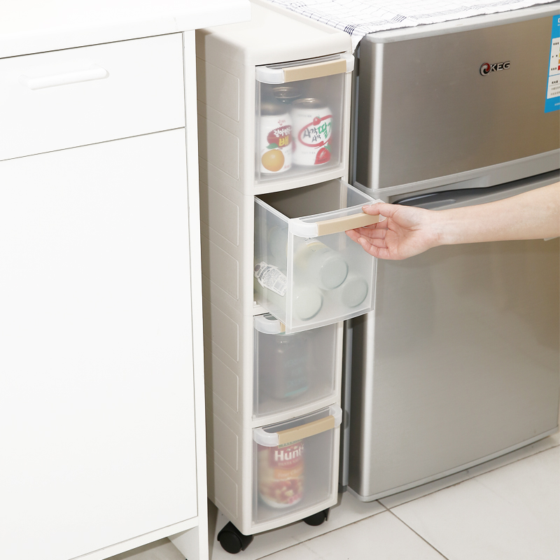 塑料抽屜式夾縫收納柜子可移動置物架廚房縫隙收納儲物柜