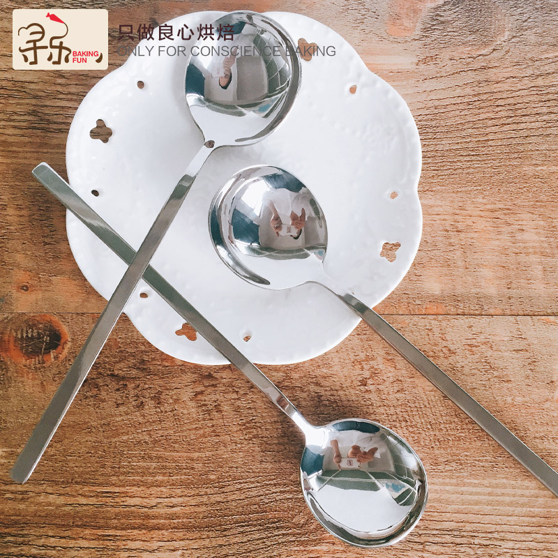 不銹鋼勺子加厚實心長柄圓形攪拌勺家用調羹湯匙飯勺