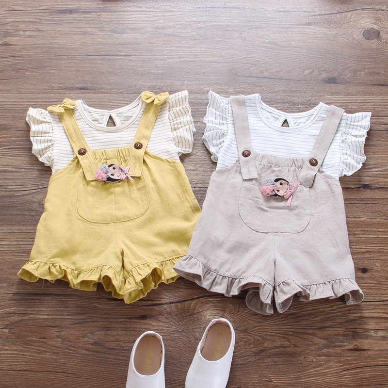 女童夏季純棉寶寶套裝嬰兒韓版短袖短褲兩件套新生兒休閑衣服